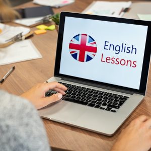 Woman learning english online