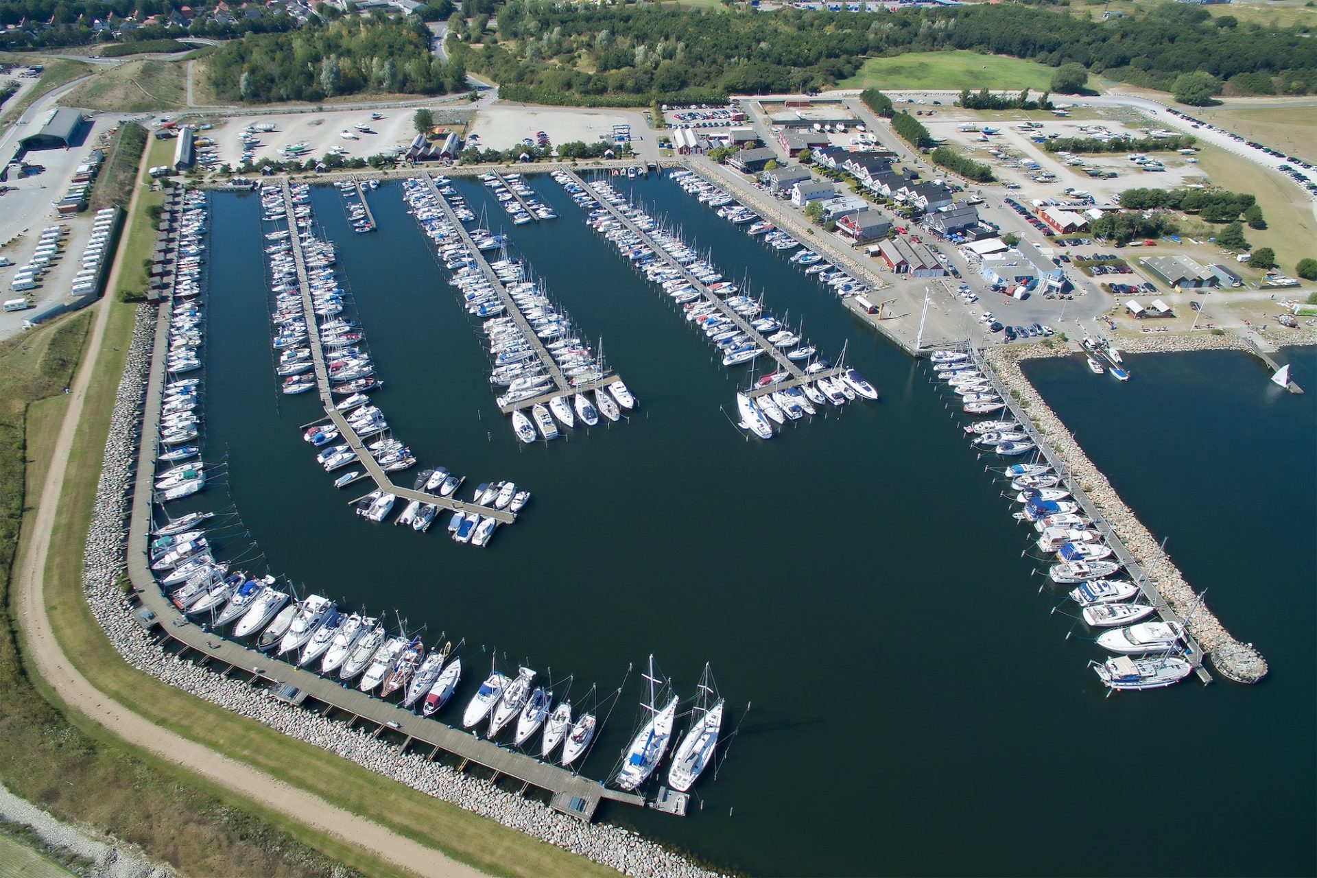 Aerial view of Koege marina, Denmark